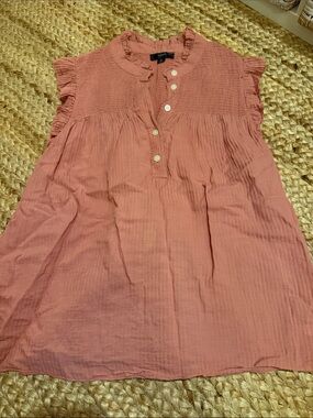 J. Crew Dusty Rose Ruffle-Sleeve Button Front Top